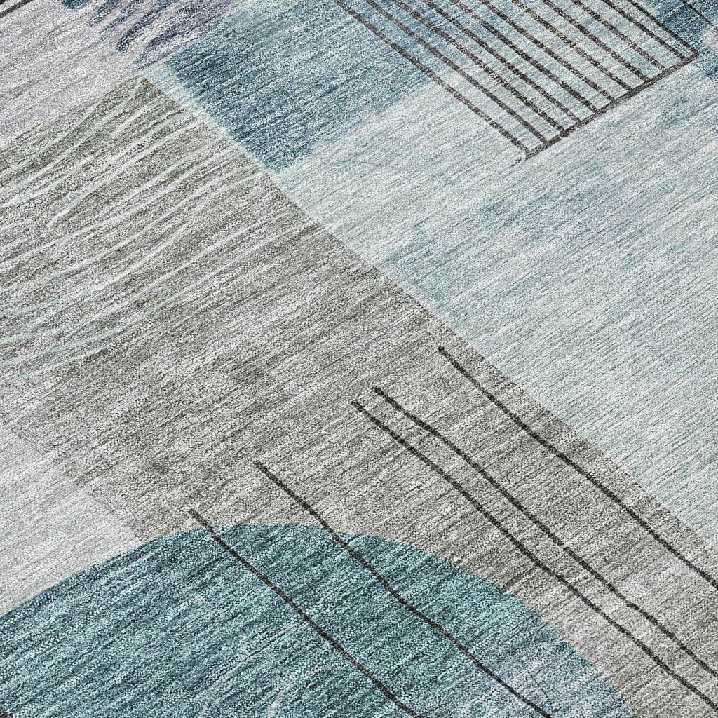 LOOMLAN Rugs Jude Teal Washable Indoor-Outdoor Rug