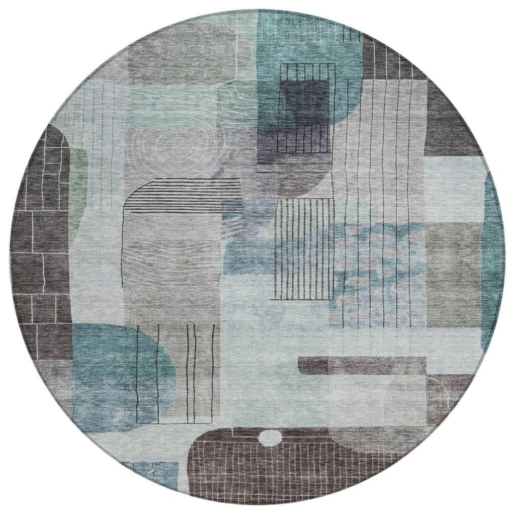 LOOMLAN Rugs Jude Teal Washable Indoor-Outdoor Rug
