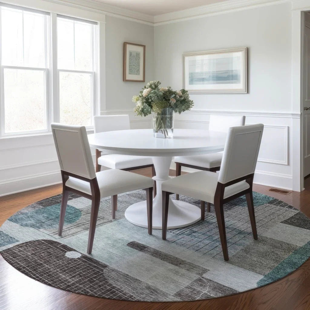 LOOMLAN Rugs Jude Teal Washable Indoor-Outdoor Rug