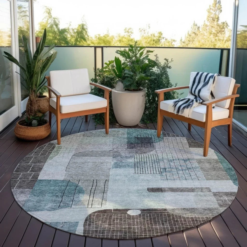 LOOMLAN Rugs Jude Teal Washable Indoor-Outdoor Rug