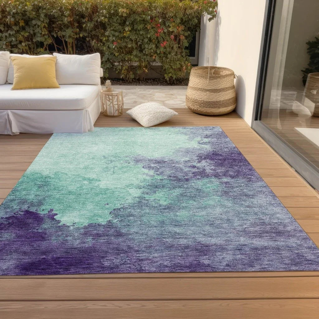 LOOMLAN Rugs Julian Blue Washable Indoor-Outdoor Rug