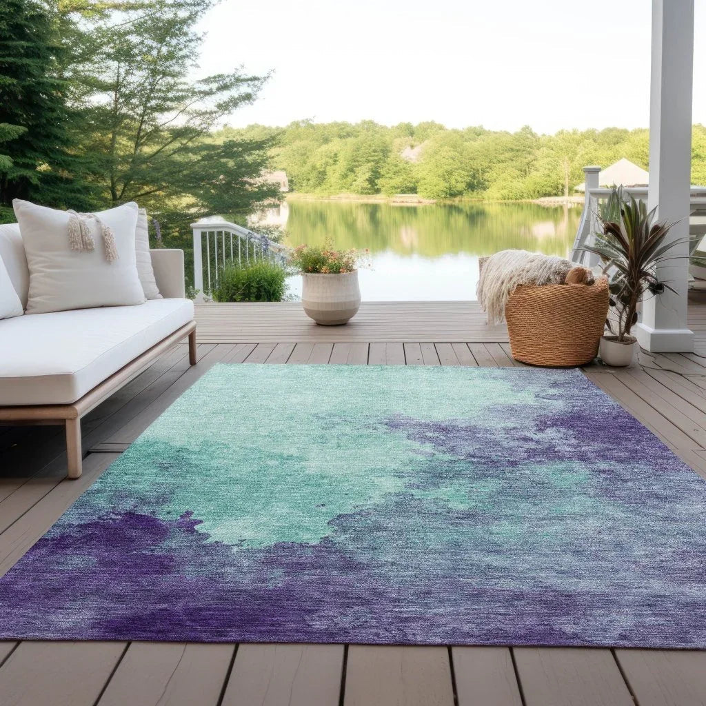 LOOMLAN Rugs Julian Blue Washable Indoor-Outdoor Rug