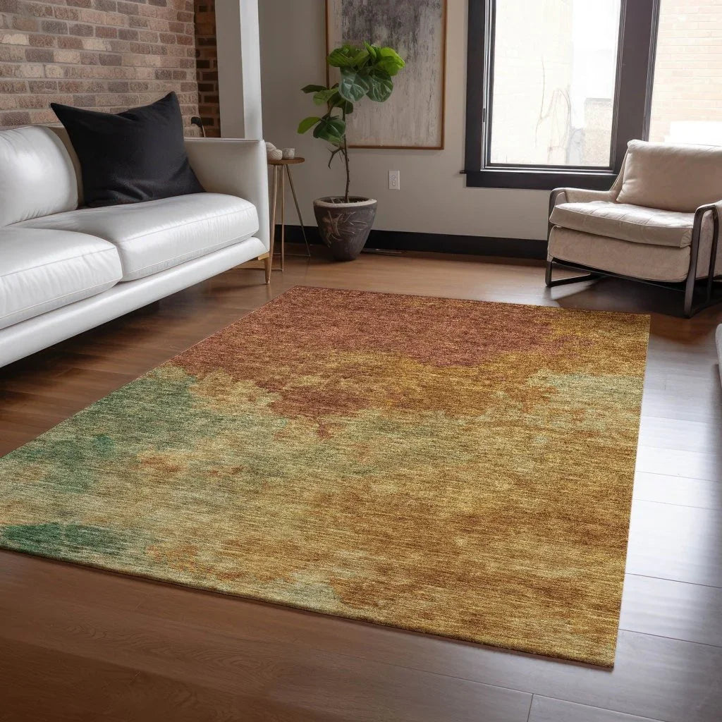 LOOMLAN Rugs Julian Orange Washable Indoor-Outdoor Rug