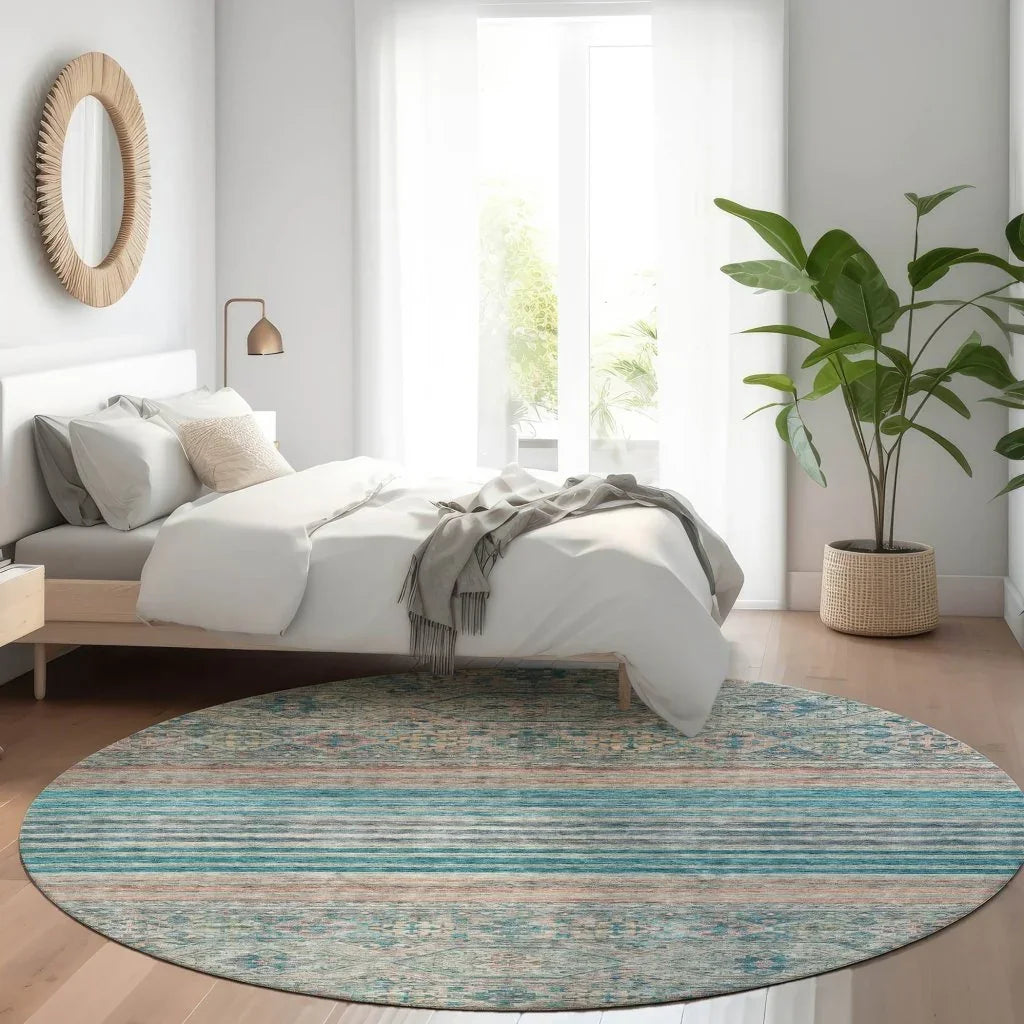 LOOMLAN Rugs Julissara Teal Washable Indoor-Outdoor Rug