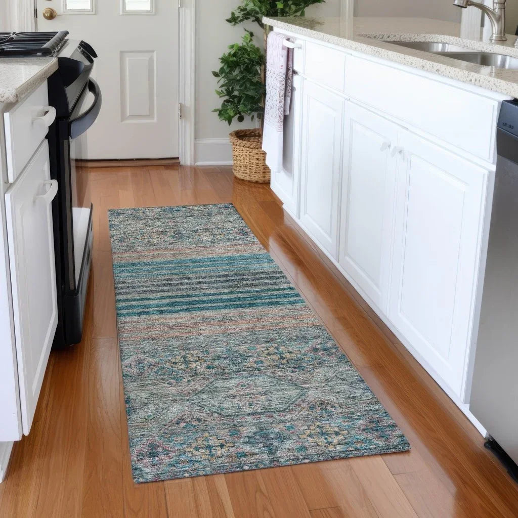 LOOMLAN Rugs Julissara Teal Washable Indoor-Outdoor Rug