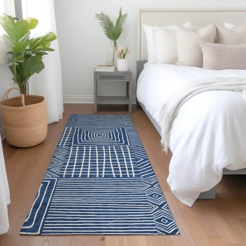 LOOMLAN Rugs Junia Blue Washable Indoor-Outdoor Rug