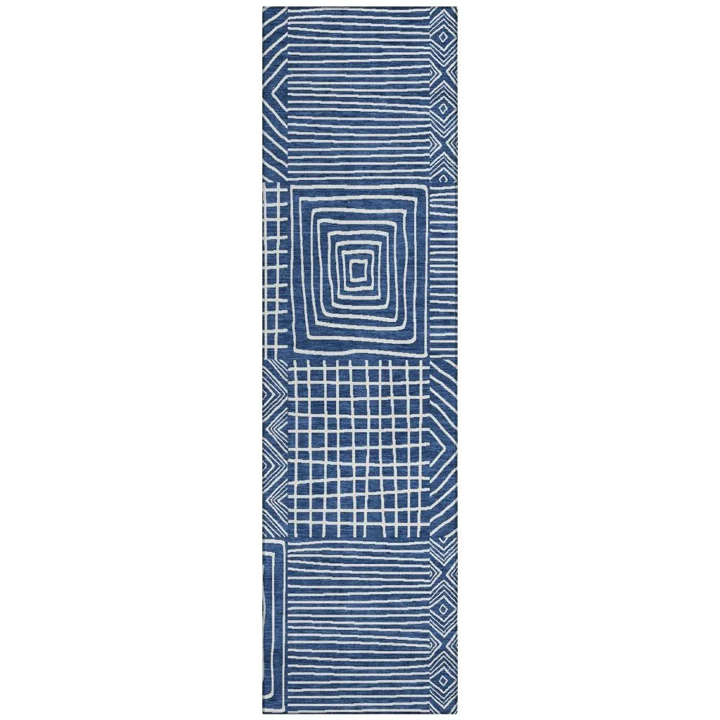 LOOMLAN Rugs Junia Blue Washable Indoor-Outdoor Rug