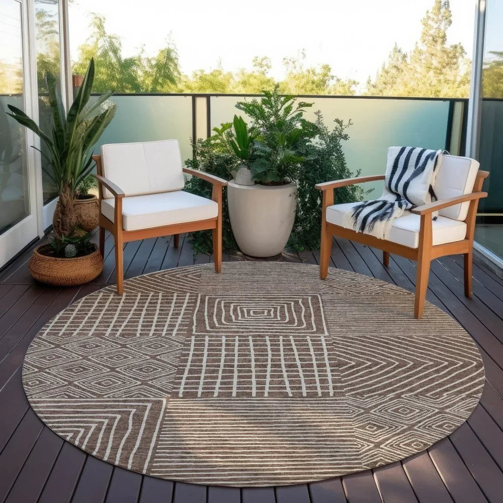 LOOMLAN Rugs Junia Brown Washable Indoor-Outdoor Rug
