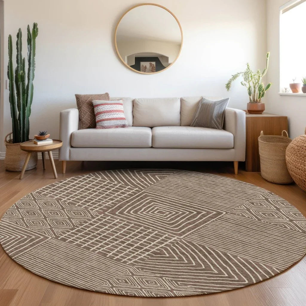 LOOMLAN Rugs Junia Brown Washable Indoor-Outdoor Rug
