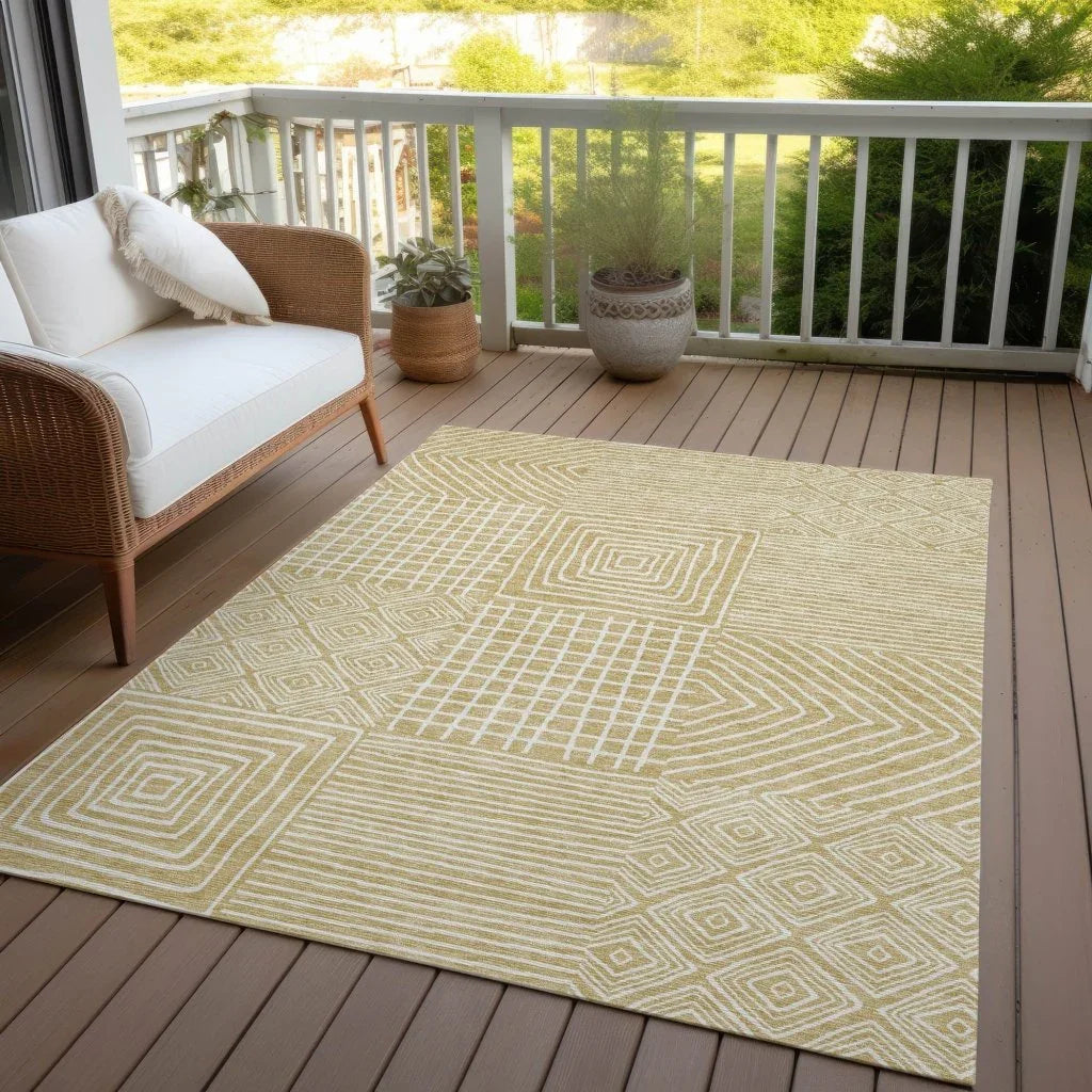 LOOMLAN Rugs Junia Gold Washable Indoor-Outdoor Rug