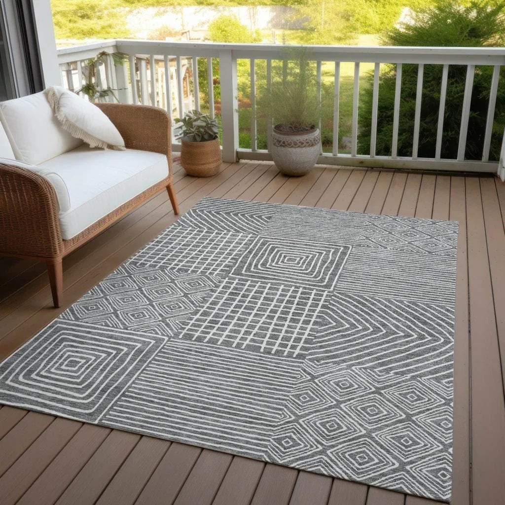 LOOMLAN Rugs Junia Gray Washable Indoor-Outdoor Rug