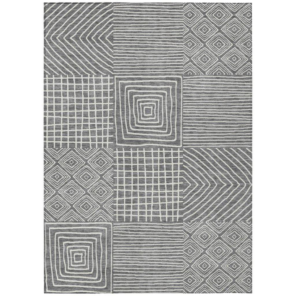 LOOMLAN Rugs Junia Gray Washable Indoor-Outdoor Rug