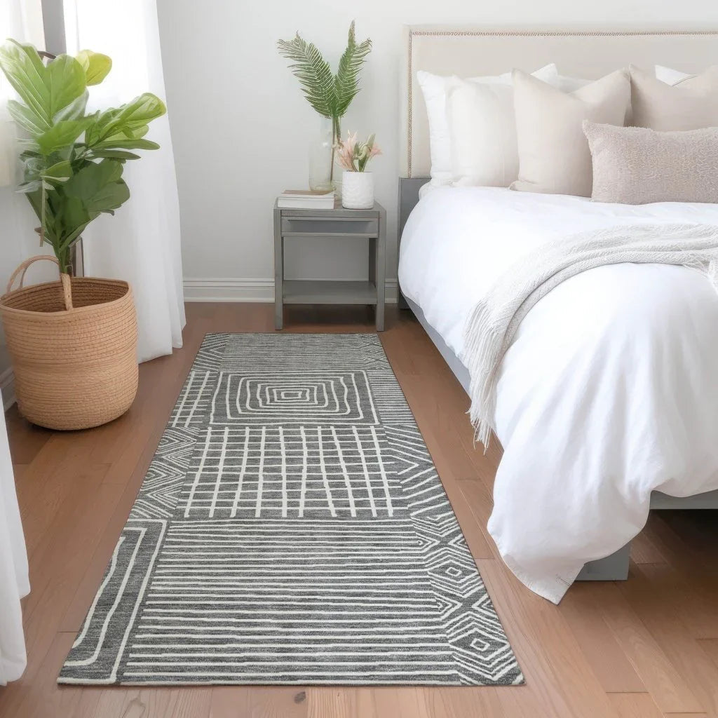 LOOMLAN Rugs Junia Gray Washable Indoor-Outdoor Rug
