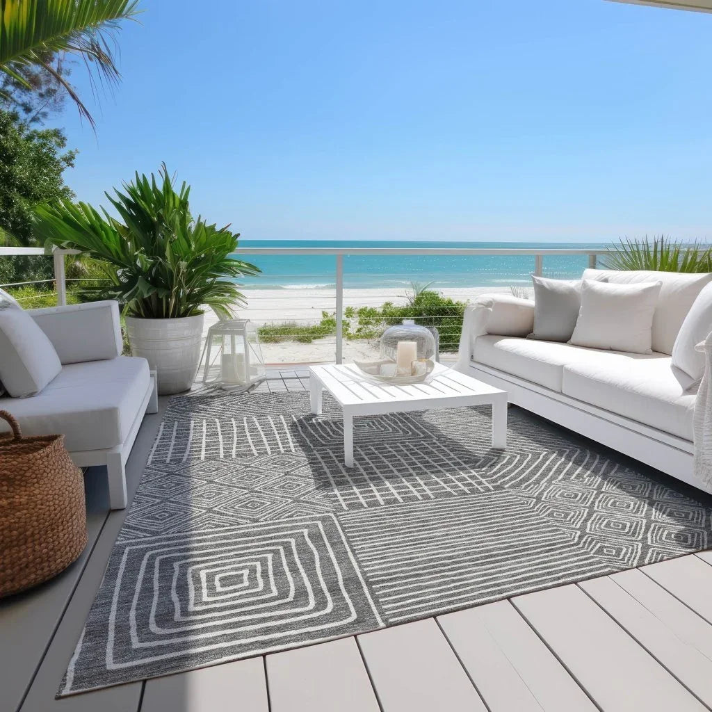 LOOMLAN Rugs Junia Gray Washable Indoor-Outdoor Rug
