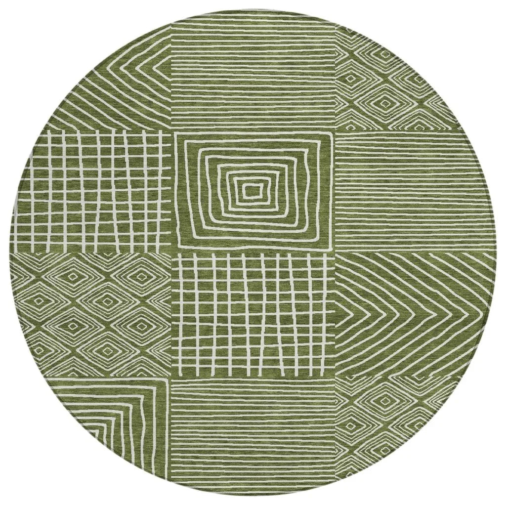 LOOMLAN Rugs Junia Green Washable Indoor-Outdoor Rug
