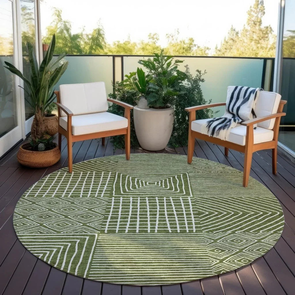 LOOMLAN Rugs Junia Green Washable Indoor-Outdoor Rug
