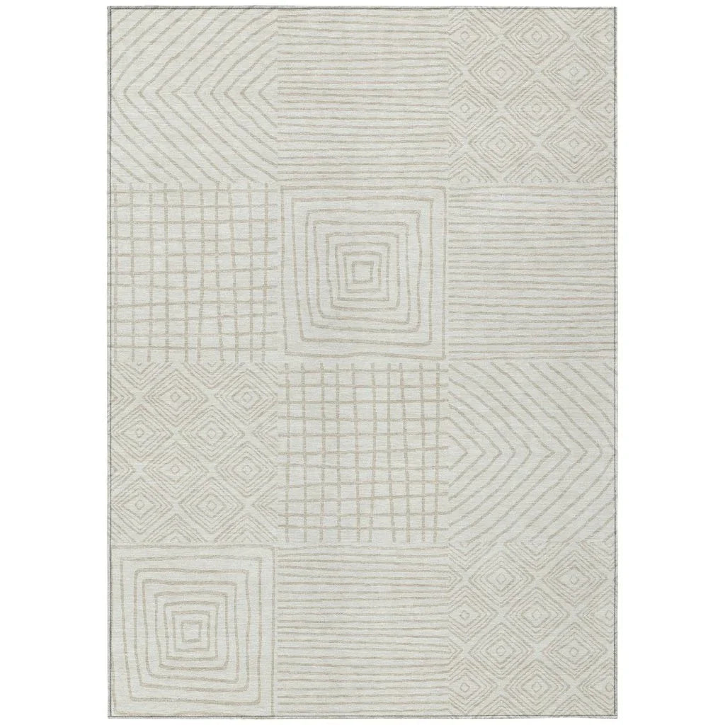 LOOMLAN Rugs Junia Ivory Washable Indoor-Outdoor Rug