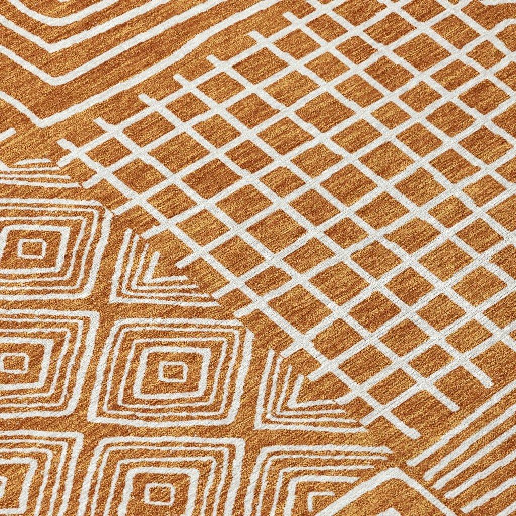 LOOMLAN Rugs Junia Orange Washable Indoor-Outdoor Rug