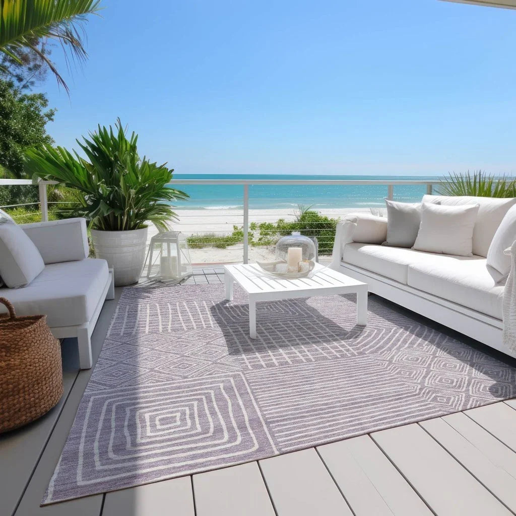 LOOMLAN Rugs Junia Purple Washable Indoor-Outdoor Rug