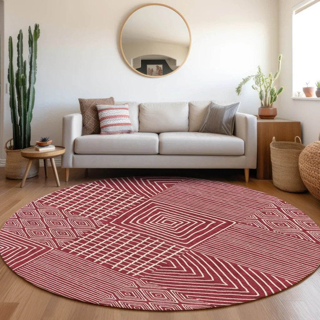 LOOMLAN Rugs Junia Red Washable Indoor-Outdoor Rug