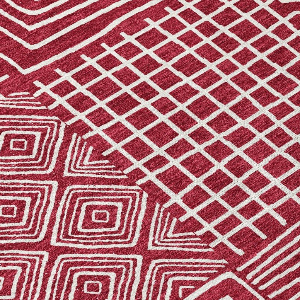 LOOMLAN Rugs Junia Red Washable Indoor-Outdoor Rug