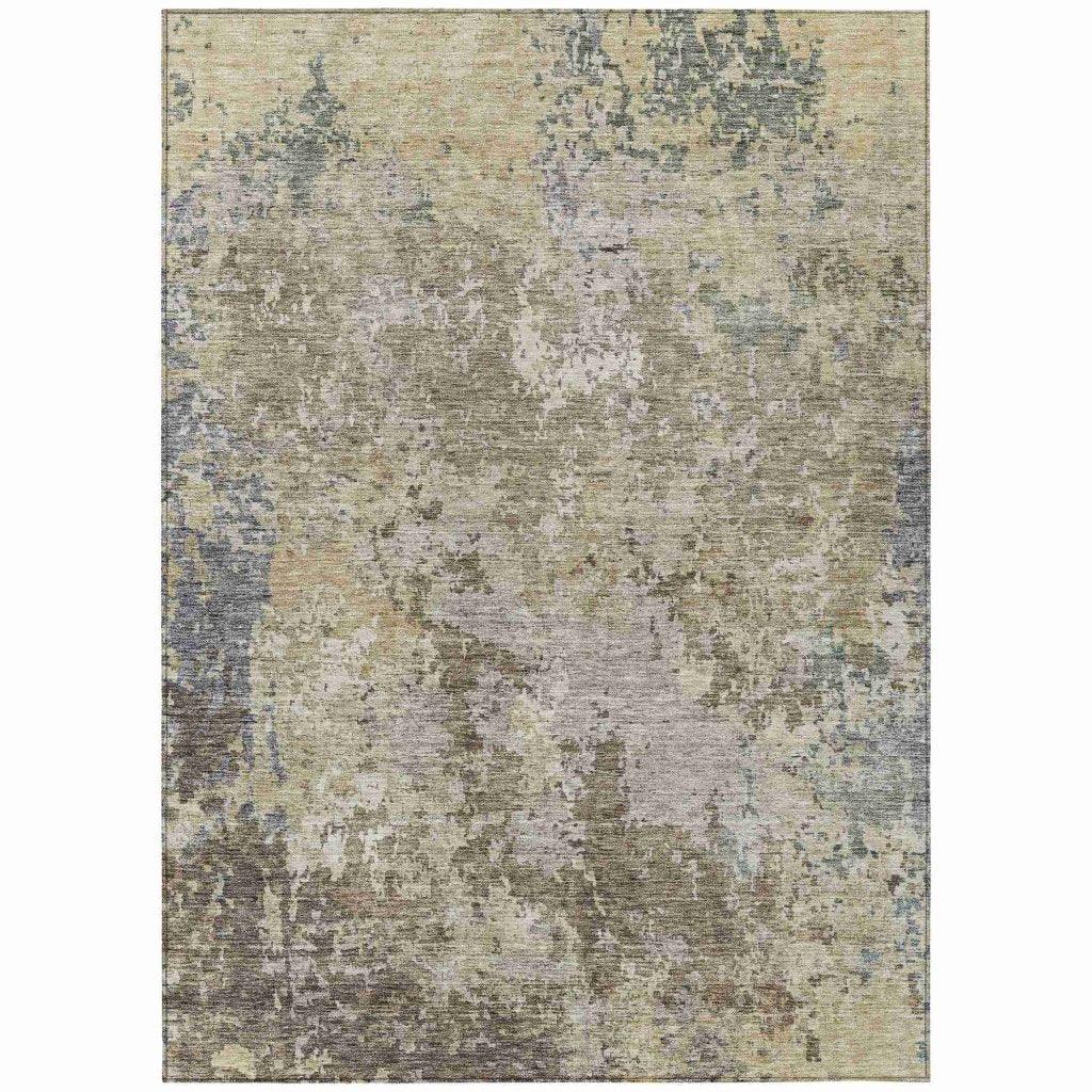 LOOMLAN Rugs Kairi Brown Washable Indoor-Outdoor Rug
