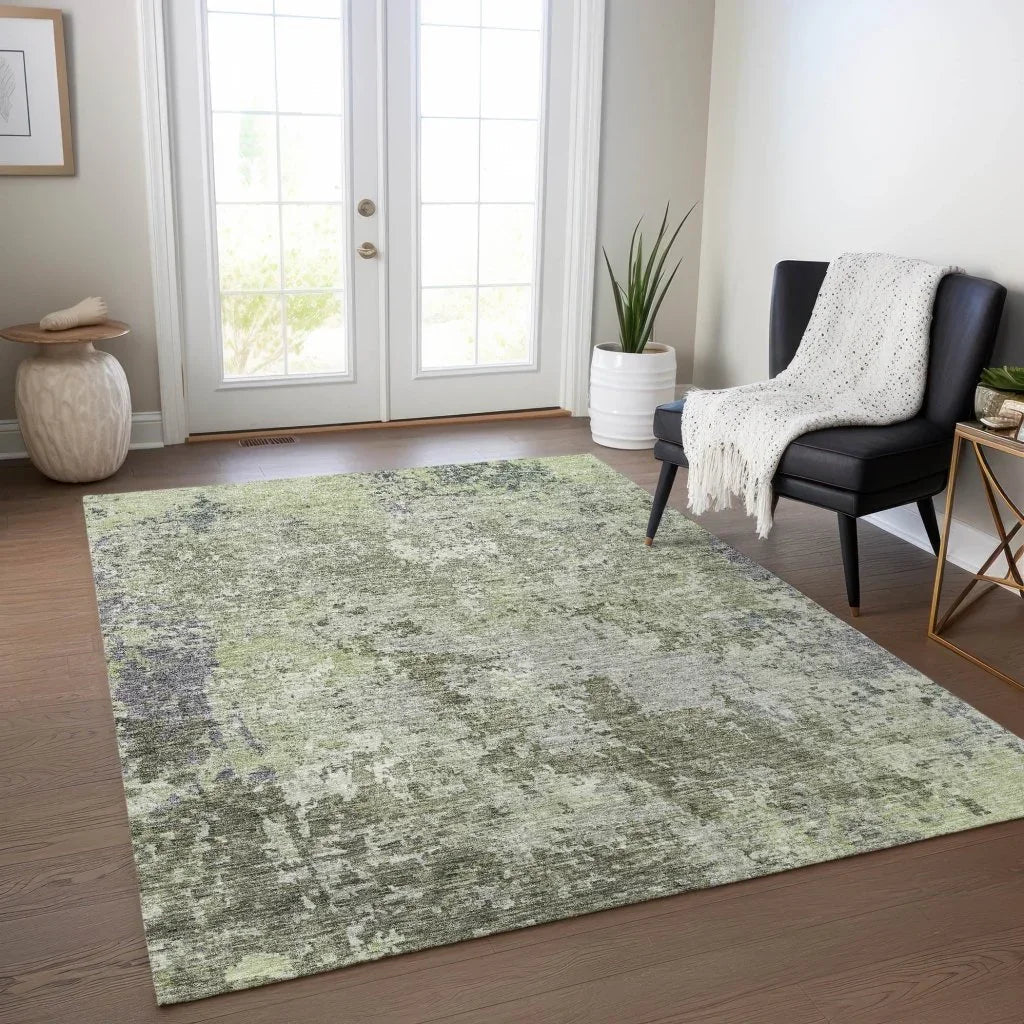 LOOMLAN Rugs Kairi Green Washable Indoor-Outdoor Rug