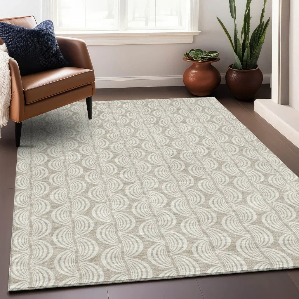 LOOMLAN Rugs Kairova Beige Washable Indoor-Outdoor Rug