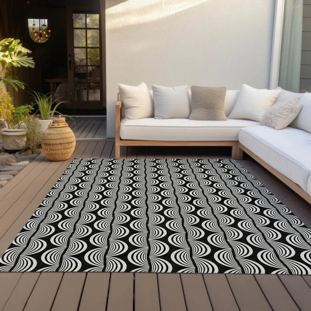 LOOMLAN Rugs Kairova Black Washable Indoor-Outdoor Rug
