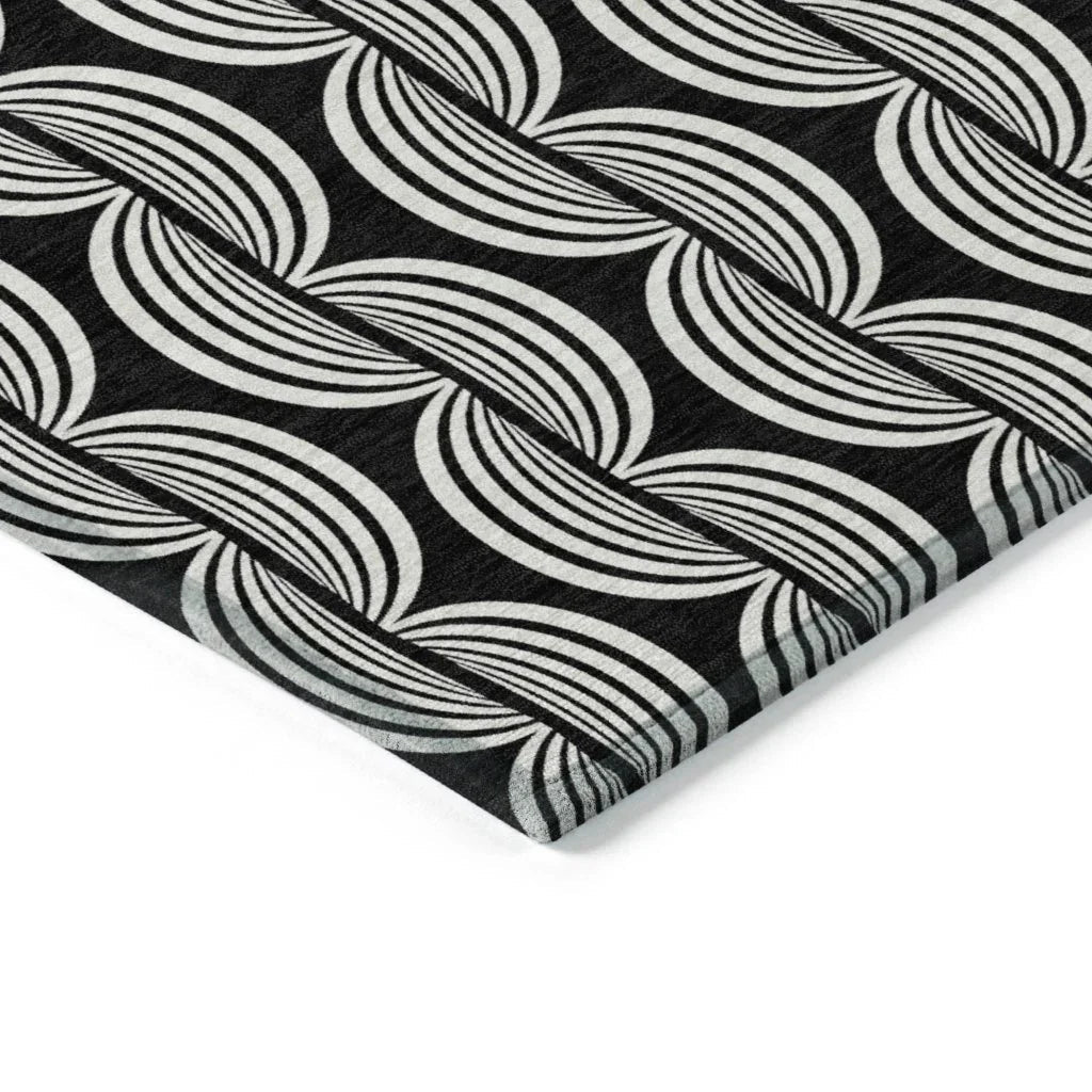 LOOMLAN Rugs Kairova Black Washable Indoor-Outdoor Rug