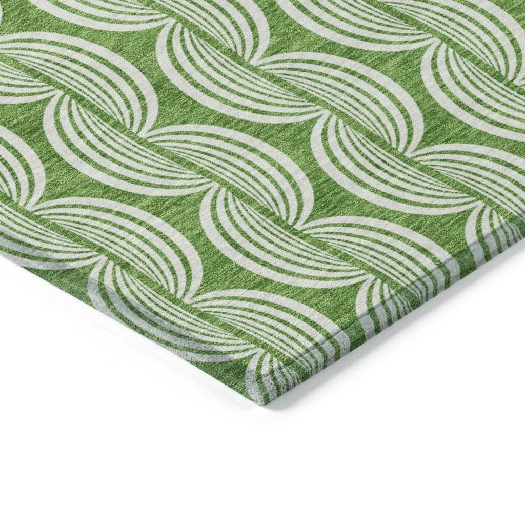LOOMLAN Rugs Kairova Green Washable Indoor-Outdoor Rug