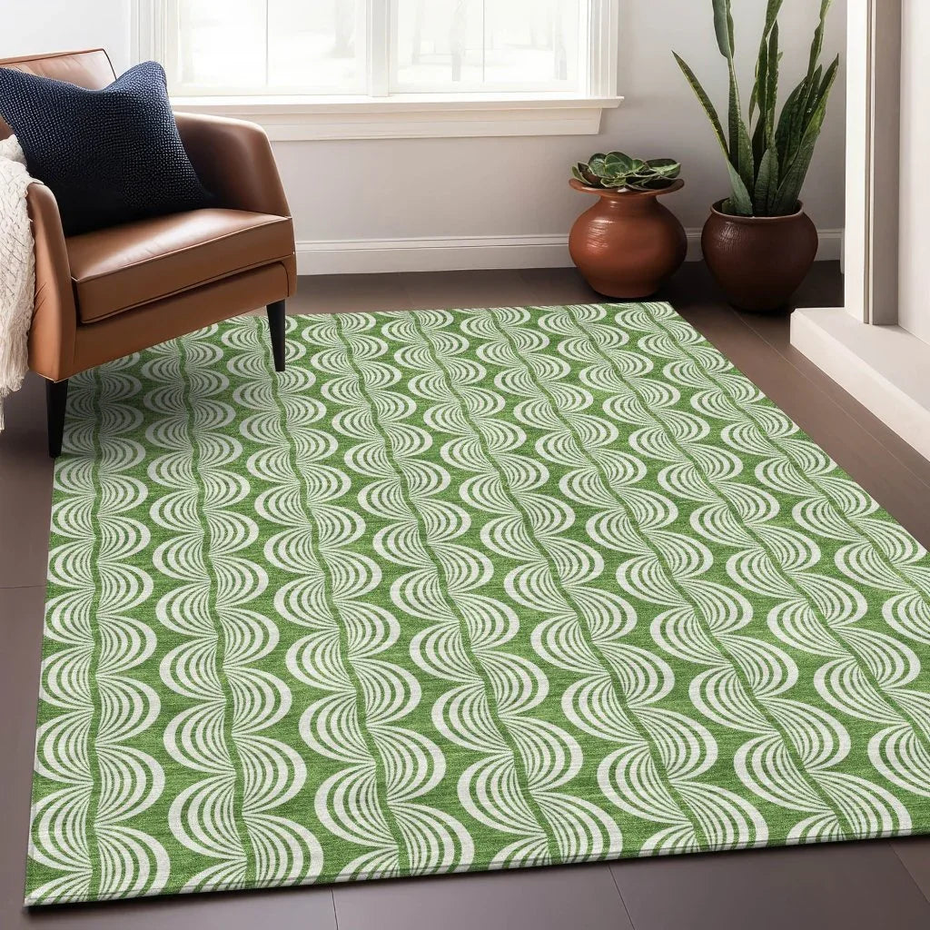 LOOMLAN Rugs Kairova Green Washable Indoor-Outdoor Rug