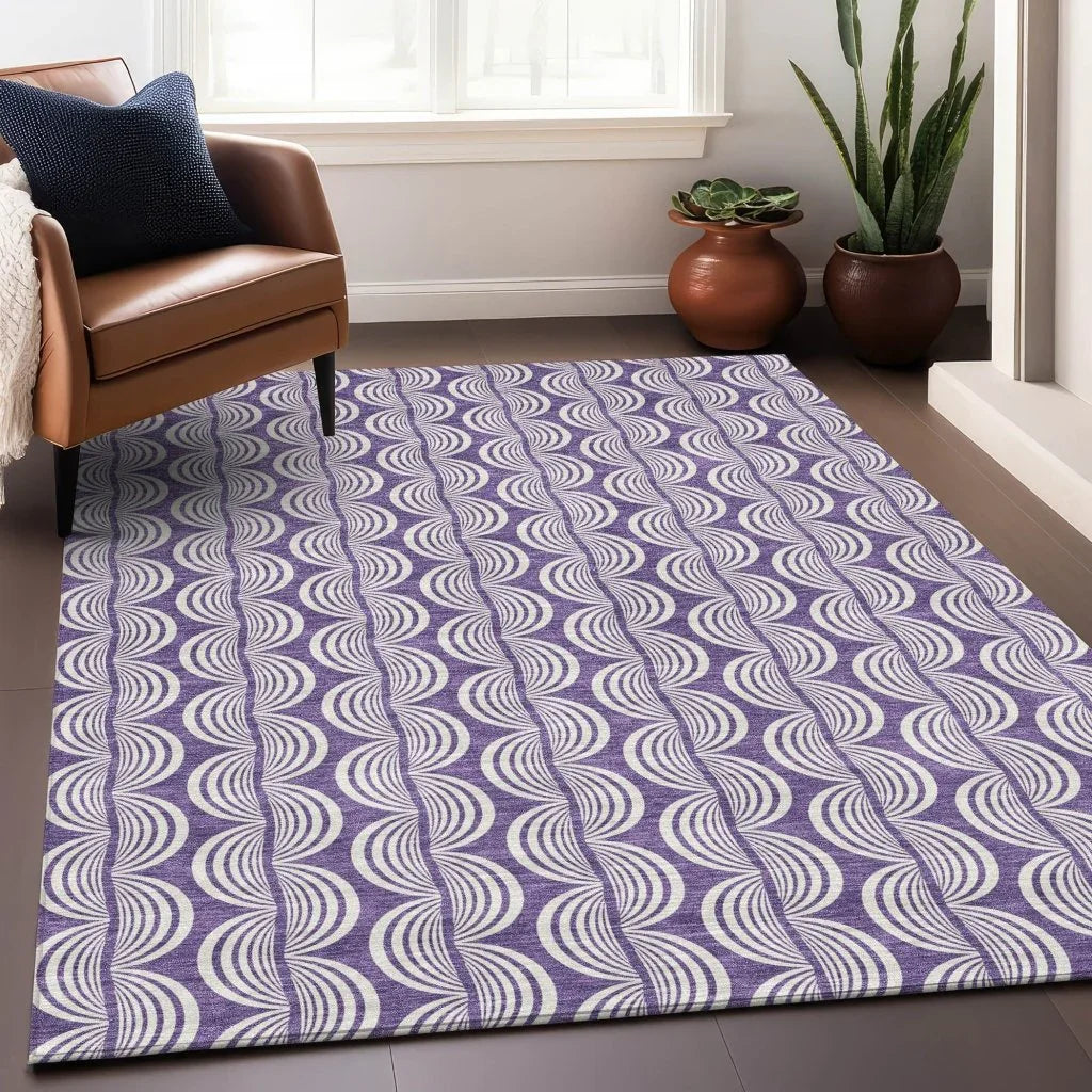 LOOMLAN Rugs Kairova Purple Washable Indoor-Outdoor Rug
