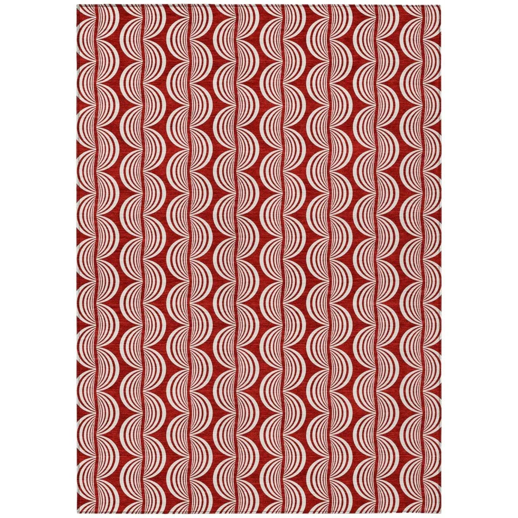 LOOMLAN Rugs Kairova Red Washable Indoor-Outdoor Rug