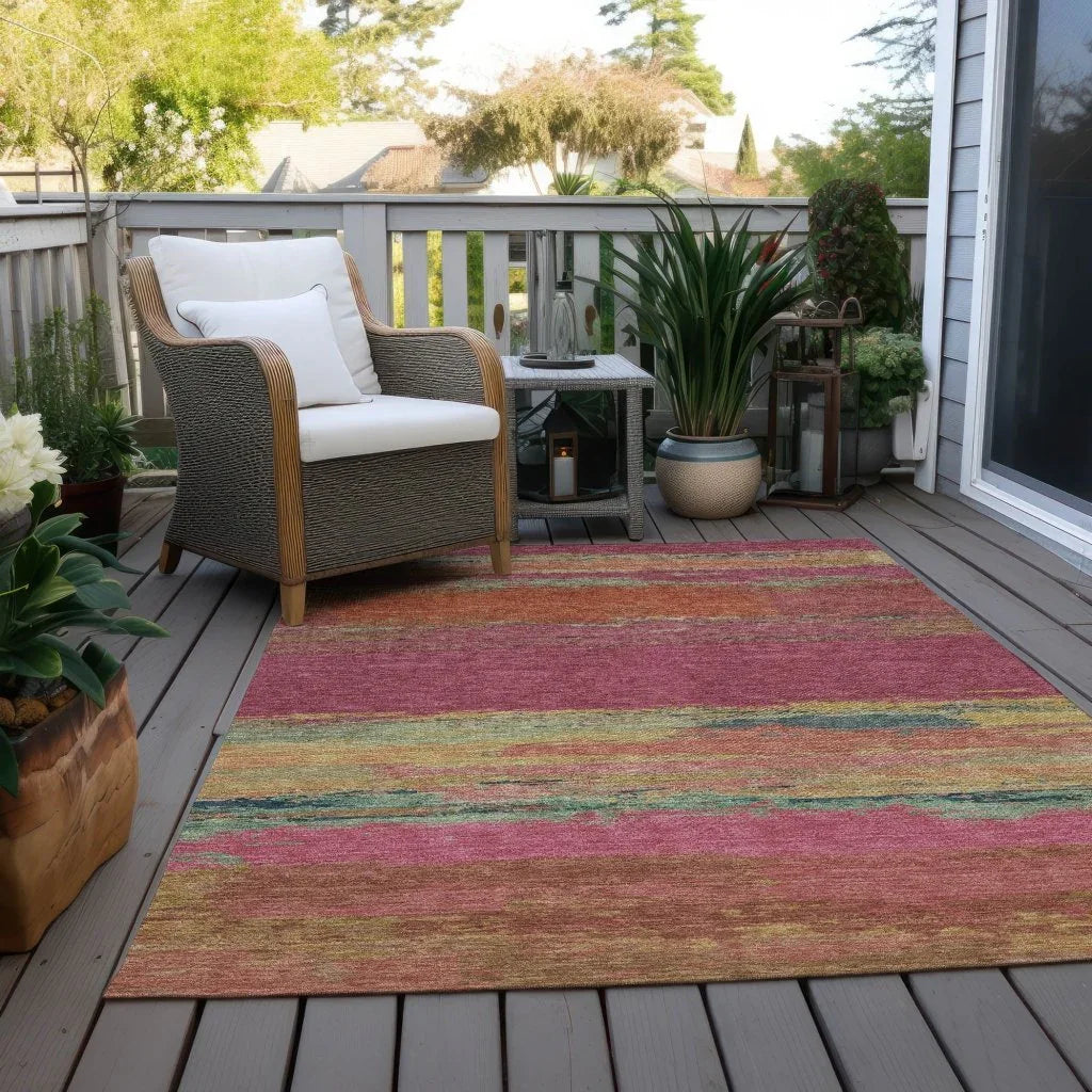 LOOMLAN Rugs Karvoun Pink Washable Indoor-Outdoor Rug