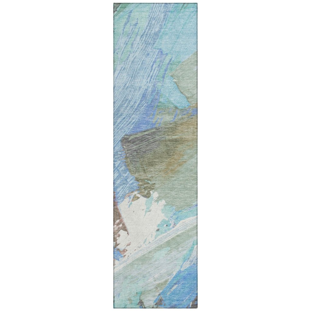 LOOMLAN Rugs Kashana Blue Washable Indoor-Outdoor Rug