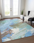 LOOMLAN Rugs Kashana Blue Washable Indoor-Outdoor Rug