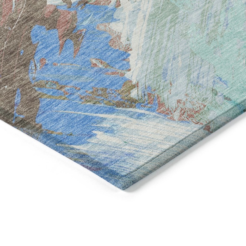 LOOMLAN Rugs Kashana Blue Washable Indoor-Outdoor Rug