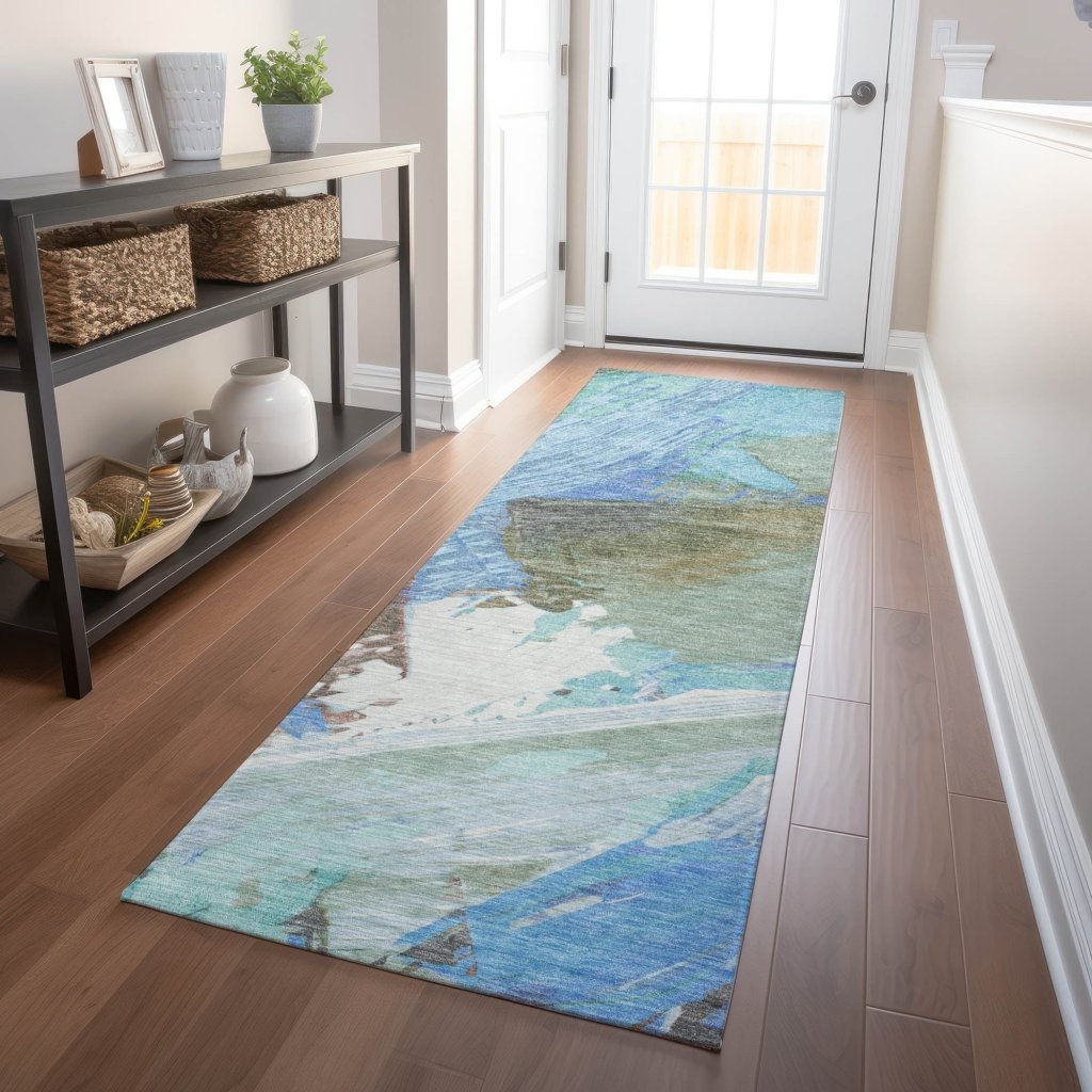 LOOMLAN Rugs Kashana Blue Washable Indoor-Outdoor Rug
