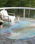 LOOMLAN Rugs Kashana Blue Washable Indoor-Outdoor Rug