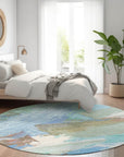 LOOMLAN Rugs Kashana Blue Washable Indoor-Outdoor Rug