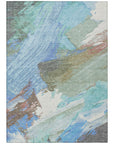 LOOMLAN Rugs Kashana Blue Washable Indoor-Outdoor Rug