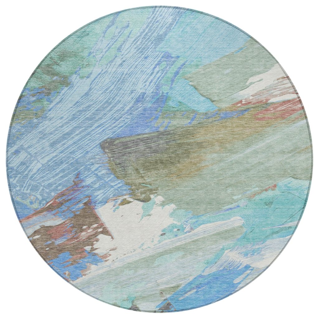 LOOMLAN Rugs Kashana Blue Washable Indoor-Outdoor Rug