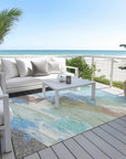 LOOMLAN Rugs Kashana Blue Washable Indoor-Outdoor Rug