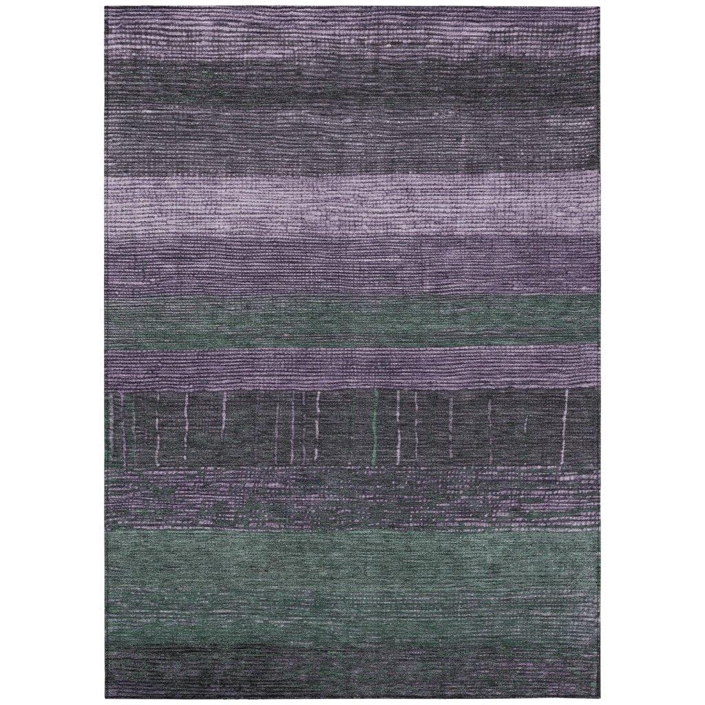 LOOMLAN Rugs Keshira Purple Washable Indoor-Outdoor Rug