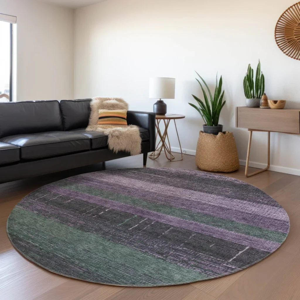 LOOMLAN Rugs Keshira Purple Washable Indoor-Outdoor Rug