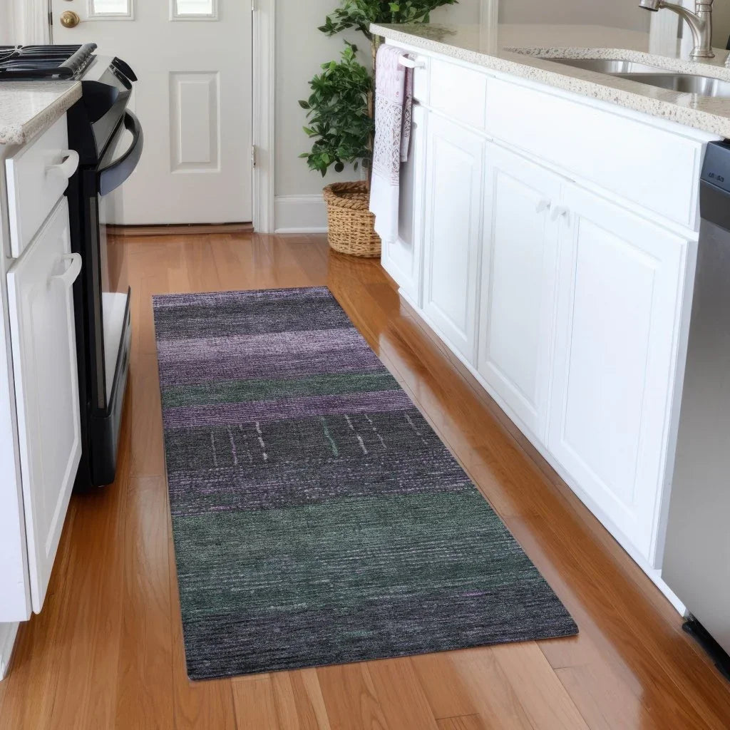 LOOMLAN Rugs Keshira Purple Washable Indoor-Outdoor Rug