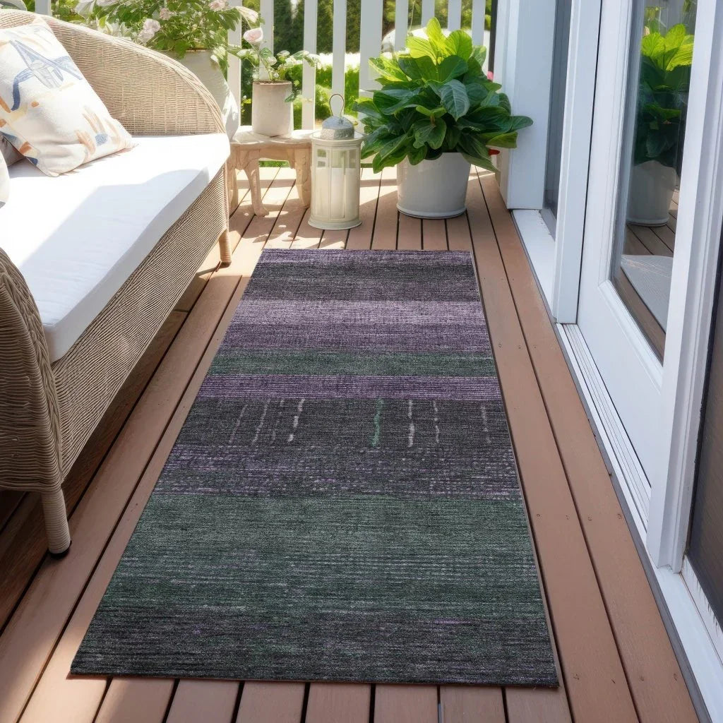 LOOMLAN Rugs Keshira Purple Washable Indoor-Outdoor Rug