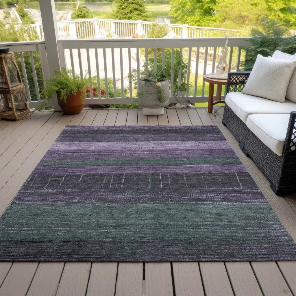 LOOMLAN Rugs Keshira Purple Washable Indoor-Outdoor Rug