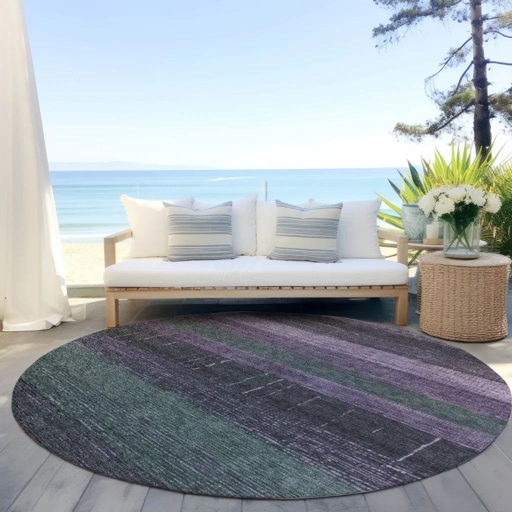 LOOMLAN Rugs Keshira Purple Washable Indoor-Outdoor Rug